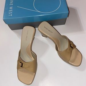 Nine West Mule Nude Buckle Sandals